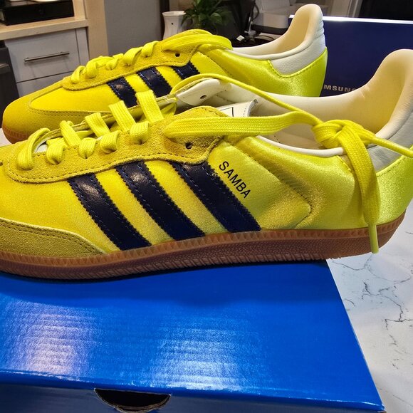 Adidas Originals Samba OG “Shock Yellow” Night Indigo Yellow MENS SIZE 10 NEW - Picture 1 of 13